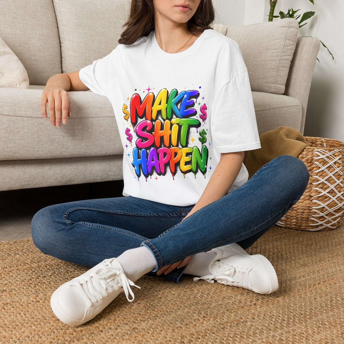 T-Shirt — "Make Shit Happen" Bold Rainbow Motivational Tee